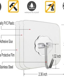 Alternative view of Jwxstore 24 Pack Adhesive Wall Hooks 33LB Heavy Duty No Drill Transparent Waterproof Hooks for Bathroom Kitchen Towel Coat Office Home Outdoor