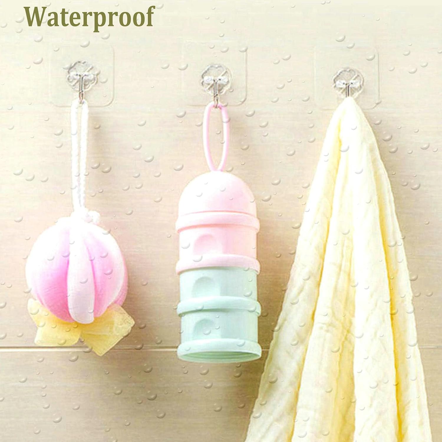 Jwxstore 24 Pack Adhesive Wall Hooks 33LB Heavy Duty No Drill Transparent Waterproof Hooks for Bathroom Kitchen Towel Coat Office Home Outdoor - Image 4