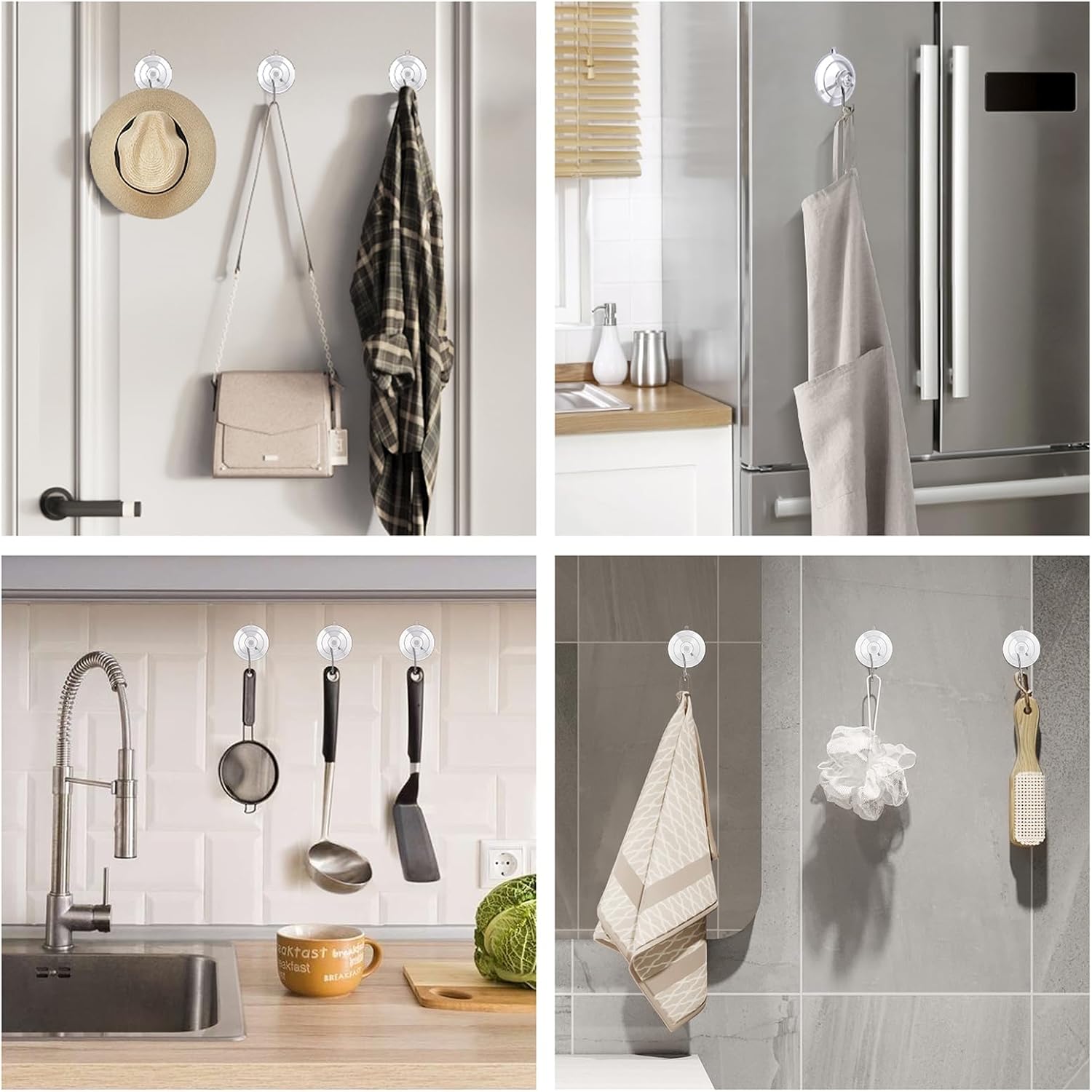 KORCCI Suction Cup Hooks 12Pack - Max Load 10LB. 1.77Inch Clear Medium Suction Cups. No Trace. Reusable & Removable. Stainless Steel Hooks. for Tile. Glass. Window. Shower. Kitchen. Bathroom - Image 8