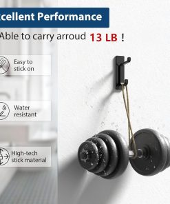 Alternative view of pickpiff 13LB Strong Stick-on Hooks for Coat & Towel. Black 4 Pack