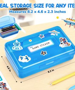 Alternative view of GAMENOTE Plastic Pencil Box with Personalized Sticker.Kid Hard Pencil Case with Snap-tight Lid.Small Art Craft Storage Containers.School Supplies Box for Boys.Girls (Blue)