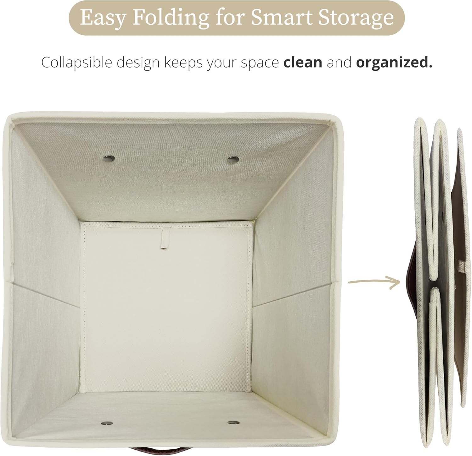 DECOMOMO Storage Bins. Cube Storage Bin with Labels | 10.5 x 11 Fabric Storage Cubes for Shelves (6pcs. Beige) - Image 5