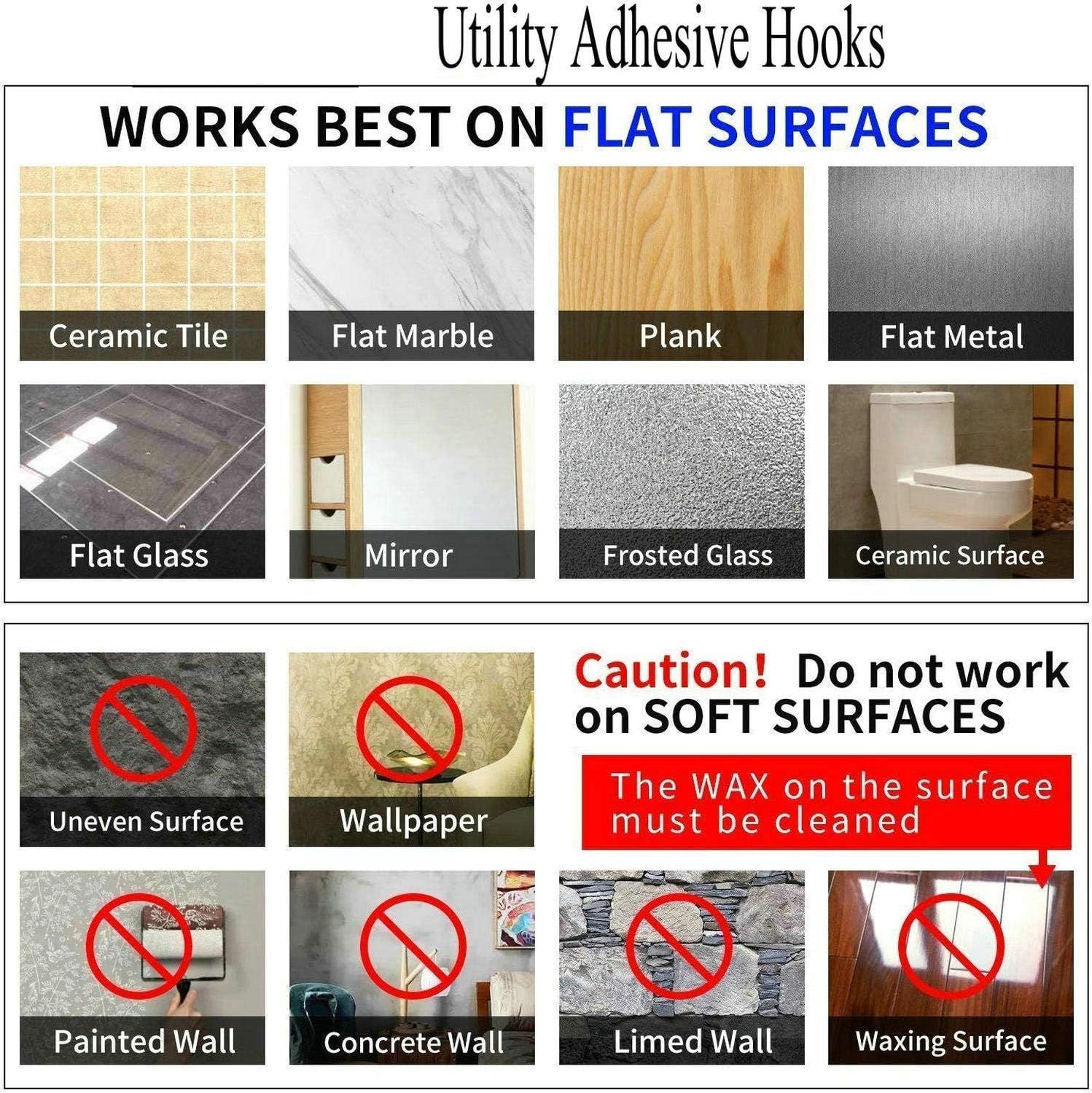 Jwxstore 24 Pack Adhesive Wall Hooks 33LB Heavy Duty No Drill Transparent Waterproof Hooks for Bathroom Kitchen Towel Coat Office Home Outdoor - Image 5
