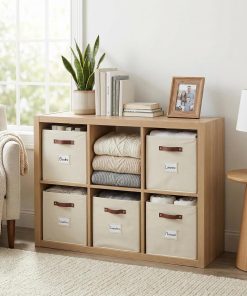 Alternative view of DECOMOMO Storage Bins. Cube Storage Bin with Labels | 10.5 x 11 Fabric Storage Cubes for Shelves (6pcs. Beige)