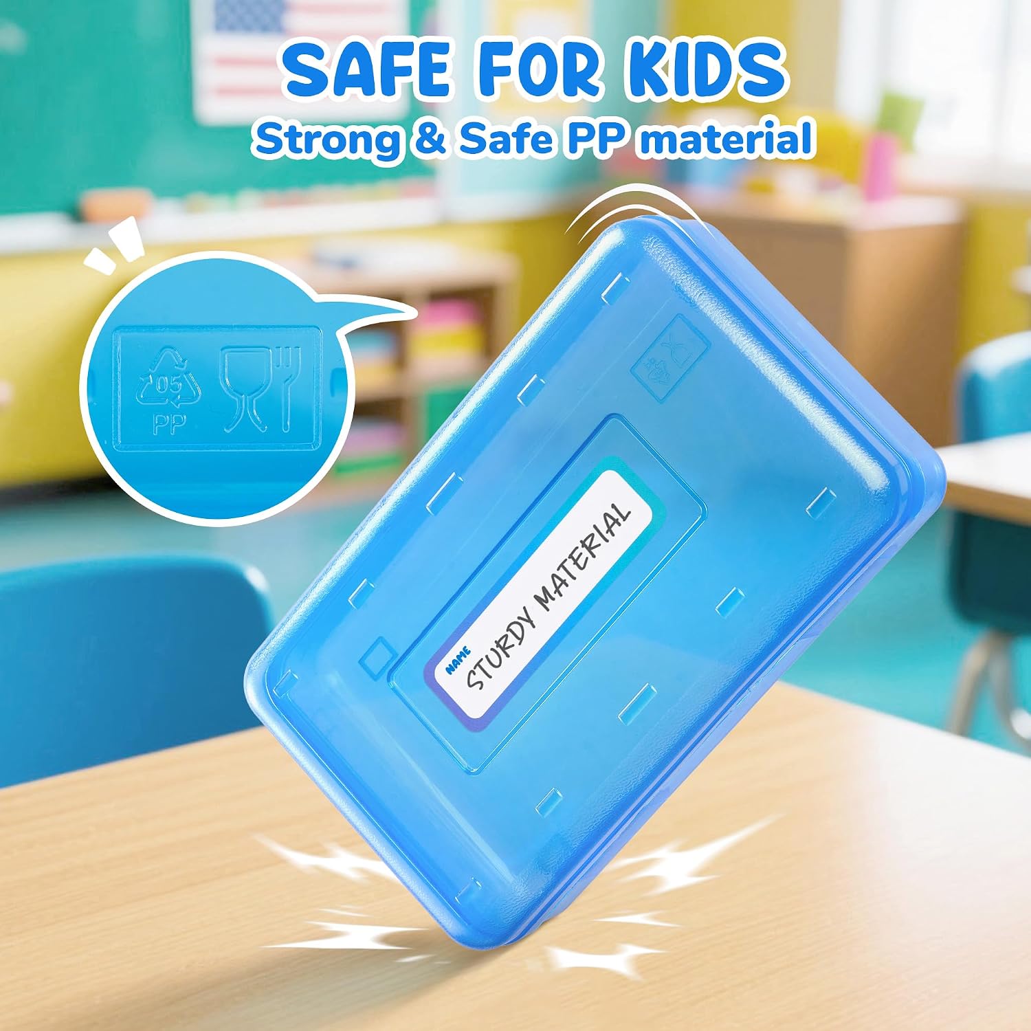 GAMENOTE Plastic Pencil Box with Personalized Sticker.Kid Hard Pencil Case with Snap-tight Lid.Small Art Craft Storage Containers.School Supplies Box for Boys.Girls (Blue) - Image 8