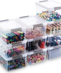 Citylife 10Packs 1.3Qt Small Storage Bins with Lids.Stackable Clear | Plastic Containers for Beads. Buttons. Sewing Supplies. Office Supplies and Small Toys